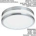 Wall Flush Ceiling Light IP44 Chrome White Painted Glass Shade Bulb LED 24W Incl Loops