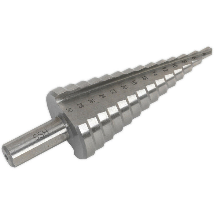 HSS 4341 Double Flute Step Drill Bit - 4mm to 30mm Holes - Precision Drilling Loops