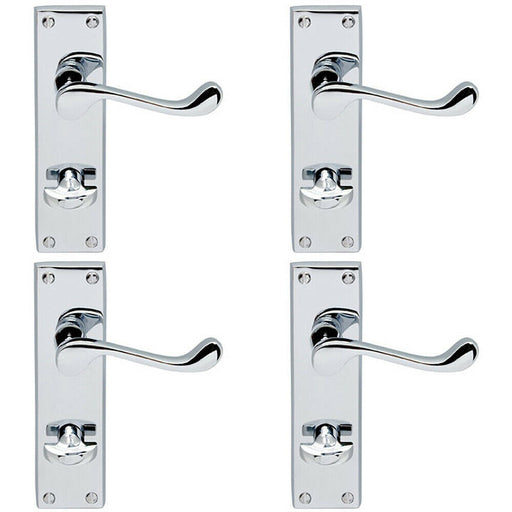 4x PAIR Victorian Scroll Lever on Bathroom Backplate 155 x 41mm Polished Chrome Loops
