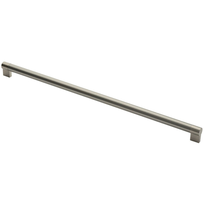 Keyhole Bar Pull Handle 632 x 22mm 608mm Fixing Centres Satin Nickel & Steel Loops