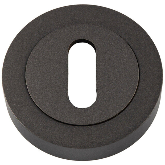 50mm Lock Profile Round Escutcheon Concealed Fix Matt Bronze Keyhole Cover Loops