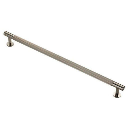Lined Bar Door Pull Handle - 370mm x 13mm - 320mm Centres - Satin Nickel Loops