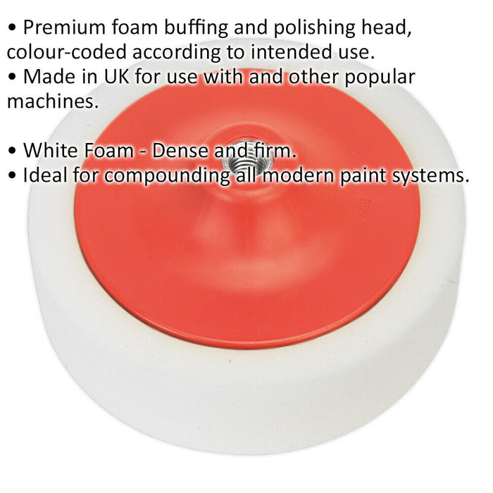 Buffing & Polishing Foam Head - 150 x 50mm - M14 x 2mm Thread - Dense & Firm Loops