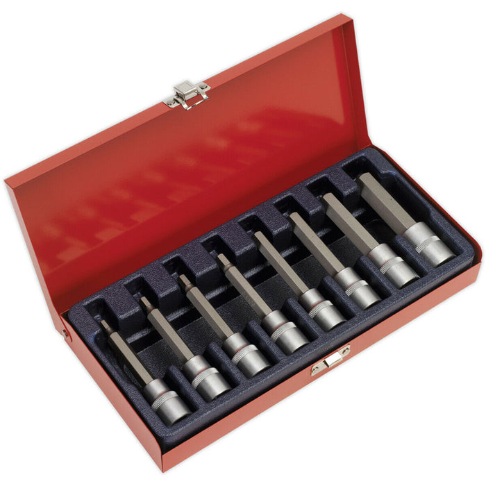 8pc METRIC Hex Key Socket Bit Set - 1/2" Square Drive - 5mm to 17mm x 100mm Long Loops