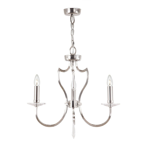 3 Bulb Chandelier LIght Highly Polished Nickel LED E14 60W Loops