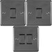 Light Switch Pack - 2x Single & 1x Double Gang - BLACK NICKEL / Black 2 Way 10A Loops