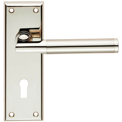 Round Bar Section Handle on Lock Backplate 150 x 50mm Polished Satin Nickel Loops