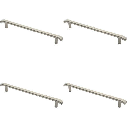 4x Flat Bar Pull Handle with Chamfered Edges 400mm Fixing Centres Satin Steel Loops