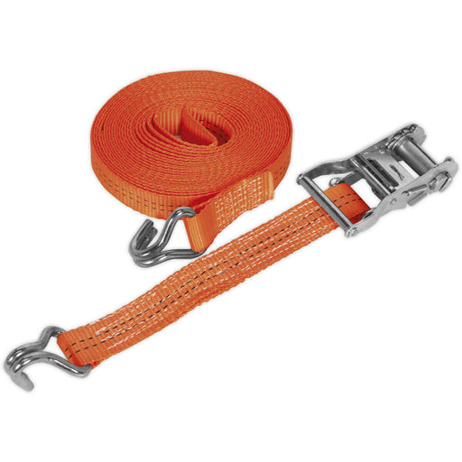 35mm x 6m 2000KG Ratchet Tie Down Straps Set - Polyester Webbing & Steel J Hook Loops
