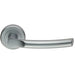 Door Handle & Latch Pack Satin Chrome Modern Curve Lever Screwless Round Rose Loops