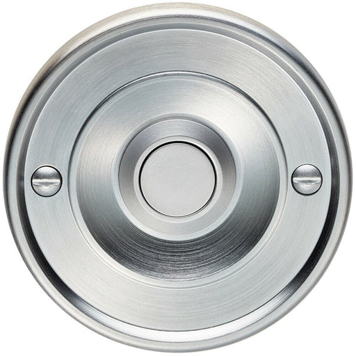 Decorative Door Bell Cover Satin Chrome 65 x 7mm Round Sleek Button Plate Loops