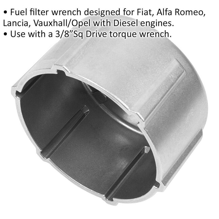 Fuel Filter Wrench - 3/8" Sq Drive - 6-Point x 119mm Profile - Diesel Engines Loops