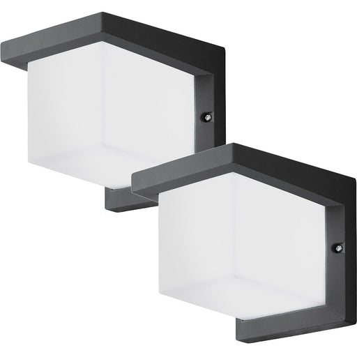 2 PACK IP54 Outdoor Wall Light Anthracite Cast Aluminium 10W LED Lamp Loops