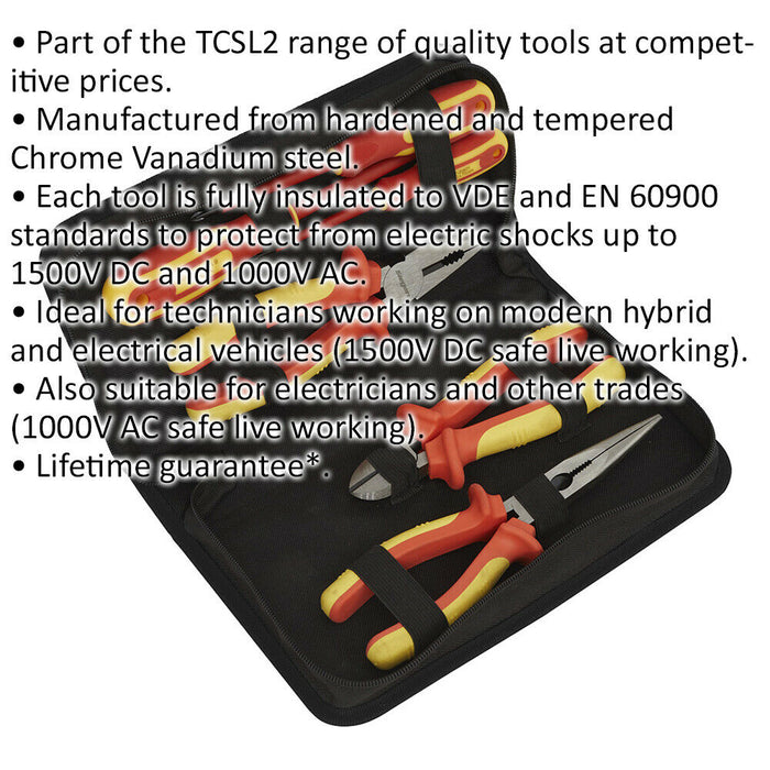 6pc Electricians Tool Kit - VDE Insulated Safety Tool Set - Screwdrivers Pliers Loops