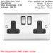 UK Plug Socket Pack -1x Twin & 2x Single Gang- SATIN STEEL / Black 13A Switched Loops