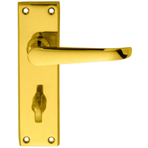 PAIR Straight Victorian Lever on Bathroom Backplate 150 x 42mm Polished Brass Loops