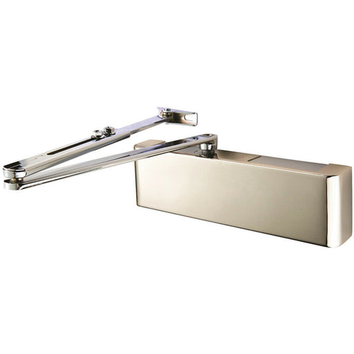 Full Cover Overhead Door Closer Variable Power 2 5 Polished Nickel Plated Loops