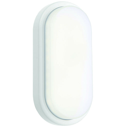 IP54 Outdoor Oval Bulkhead Wall Light Matt White 12W Cool White LED Ceiling Lamp Loops