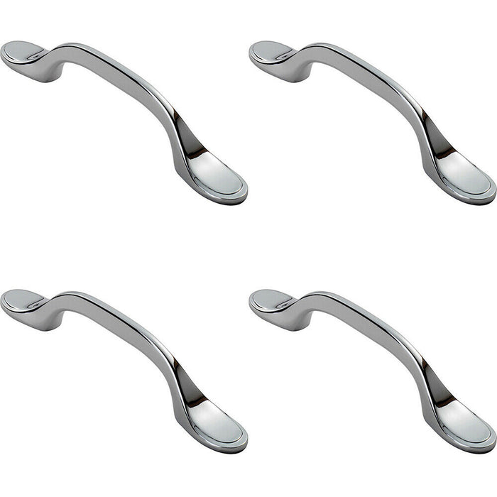 4x 128mm Shaker Style Cabinet Pull Handle 76mm Fixing Centres Polished Chrome Loops