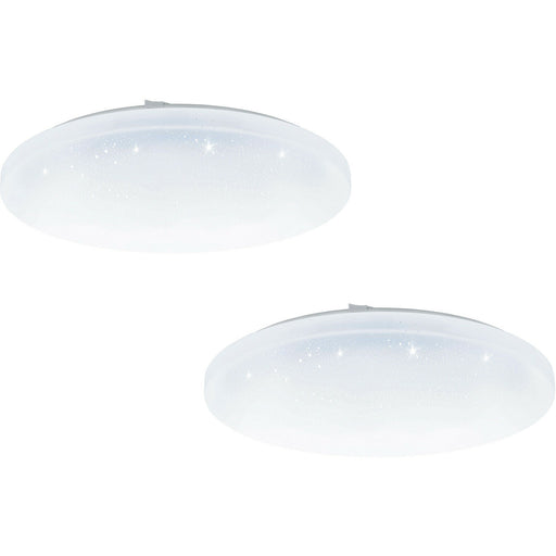 2 PACK Flush Ceiling Light White Shade White Plastic With Crystal Effect LED 24W Loops