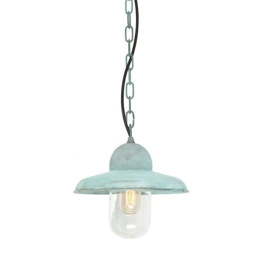 Outdoor IP44 1 Bulb Chain Lantern Verdigris LED E27 100W Bulb Hanging Light Loops