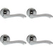4x PAIR Scroll Shaped Handle on Chamfered Edged Round Rose Polished Chrome Loops