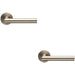 2x PAIR Straight Mitred Bar Handle on Slim Round Rose Concealed Fix Satin Steel Loops