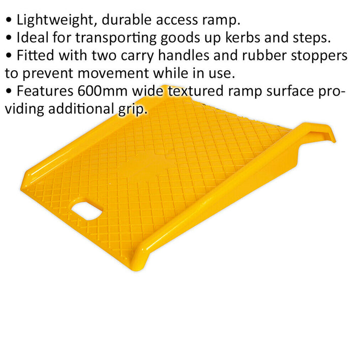 Lightweight Portable Access Ramp - 600mm Width - Textured Surface - 450kg Limit Loops