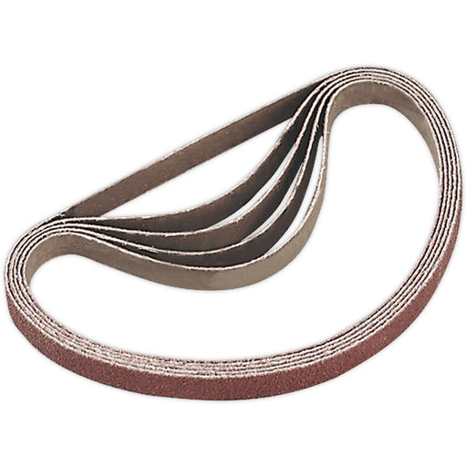 5 PACK - 10mm x 330mm Sanding Belts - 60 Grit Aluminium Oxide Slim Detail Loop Loops