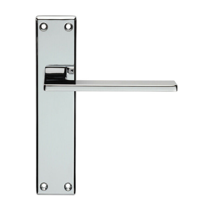 Flat Straight Lever on Latch Backplate Door Handle 180 x 40mm Polished Chrome Loops