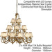 Esher Ceiling Pendant Chandelier Brass Crystal & Beige Shades 21 Lamp Light Loops