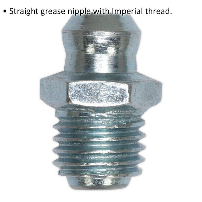 25 PACK Straight Grease Nipple Fitting - 1/4 Inch UNF Gas Imperial Thread Loops