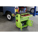 Mobile Tool Trolley - 4 Drawer & 2 Cupboard Workshop Trolley - Folding Side Tray Loops