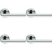 4x PAIR Straight T Bar Handle on Round Rose Concealed Fix Polished Chrome Loops