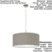 Pendant Light Colour Satin Nickel Steel Shade Taupe Fabric Bulb E27 1x60W Loops