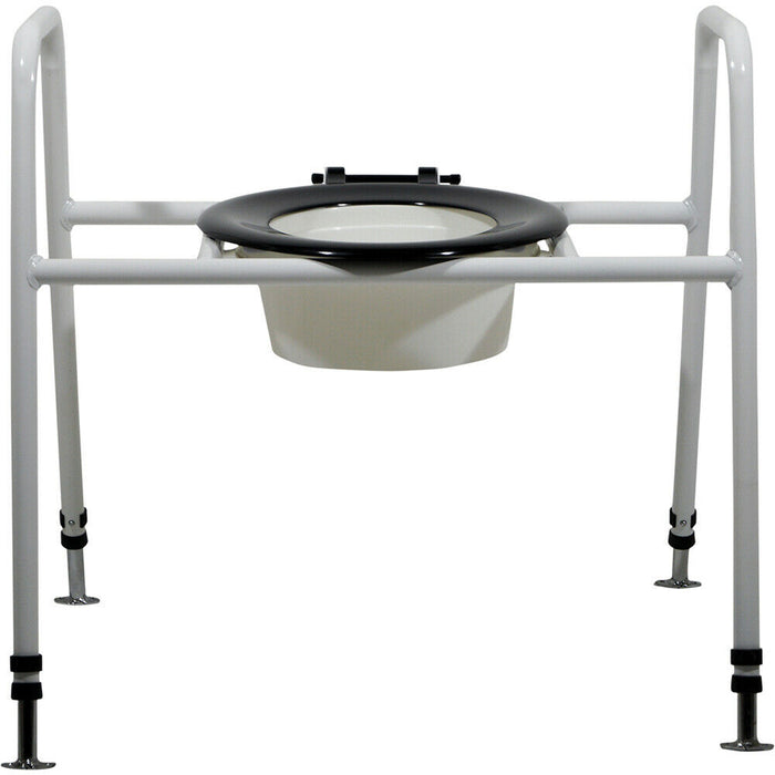 Bariatric Floor Fixed Toilet Seat and Frame - Splash Guard - 247kg Weight Limit Loops