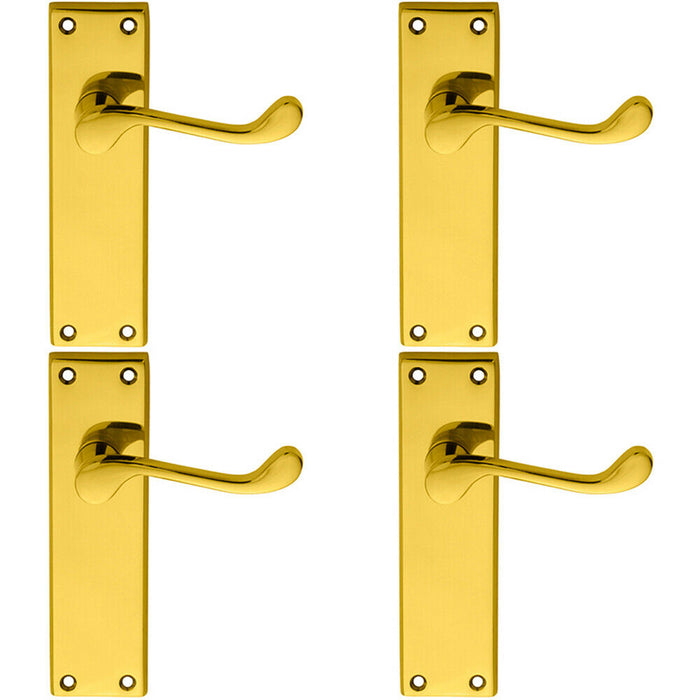 4x PAIR Victorian Scroll Lever on Sweedor Latch Backplate 150 x 43mm Brass Loops