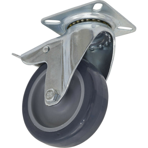 75mm Swivel Plate Offset Castor Wheel - Hard PP & PU Material- Total Lock Brakes Loops