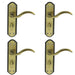4x PAIR Spiral Sculpted Lever on Bathroom Backplate 180 x 48mm Florentine Bronze Loops