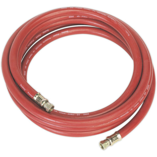 Rubber Alloy Air Hose with 1/4 Inch BSP Unions - 5 Metre Length - 10mm Bore Loops