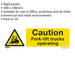 10x CAUTION FORK-LIFT TRUCKS Safety Sign - Rigid Plastic 300 x 100mm Warning Loops