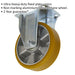 160mm Fixed Plate Castor Wheel - 50mm Tread - Non-Marking Aluminium & PU Plastic Loops
