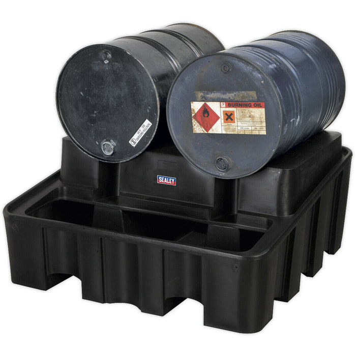 Heavy Duty 2 Drum Storage Rack - Horizontal Dispensing - 450L Spill Tray Loops