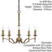 Avery Ceiling Pendant Chandelier Light 5 Lamp Antique Brass Curved Candelabra Loops