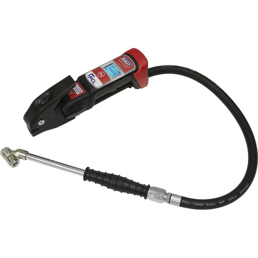 PRO Anodised Tyre Inflator - Twin Push-On Connector 240mm Long Reach Arm Gauge Loops