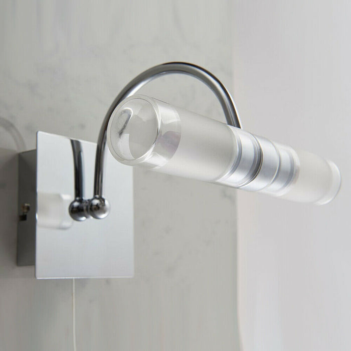 Bathroom Twin Wall Light Chrome & Mixed Glass Modern IP44 Over Mirror Curved Arm Loops