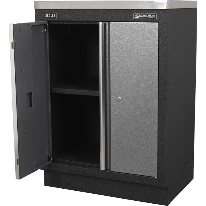 680mm Modular 2 Door Floor Cabinet - Adjustable Shelf - Aluminium Handles Loops