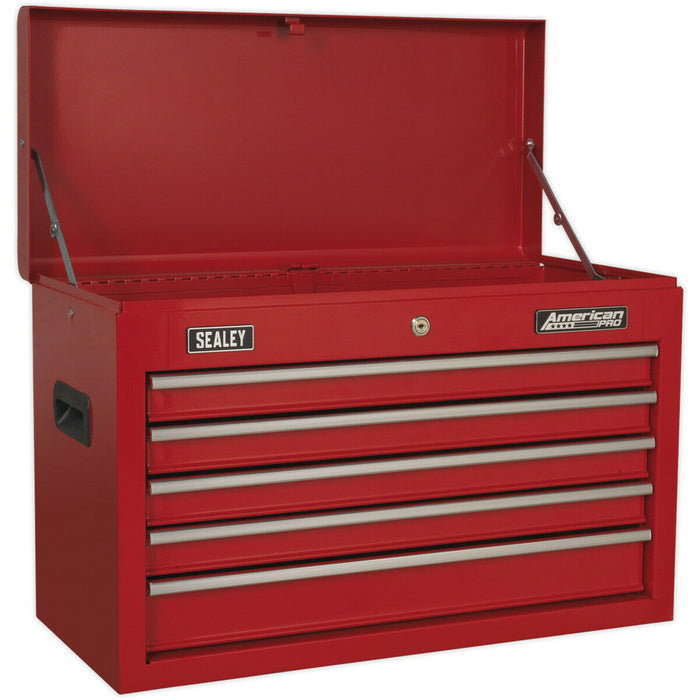 660 x 305 x 430mm RED 5 Drawer Topchest Tool Chest Storage Unit - High Gloss Loops
