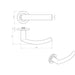 Door Handle & Latch Pack Satin Steel Curved Lever Bar Screwless Round Rose Loops