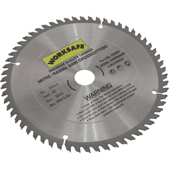 250 x 30mm TCT Saw Blade - 60 TPU - 30mm Bore - Chipboard Plywood Circular Blade Loops